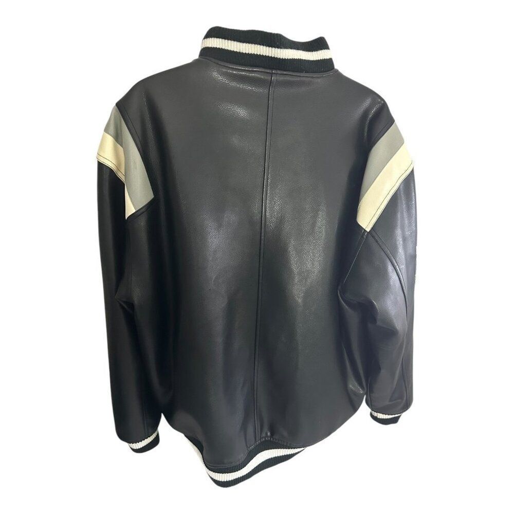 Southpole Varsity Bomber Jacket Mens XL Black Excellent Faux Leather Streetwear - Picture 2 of 12